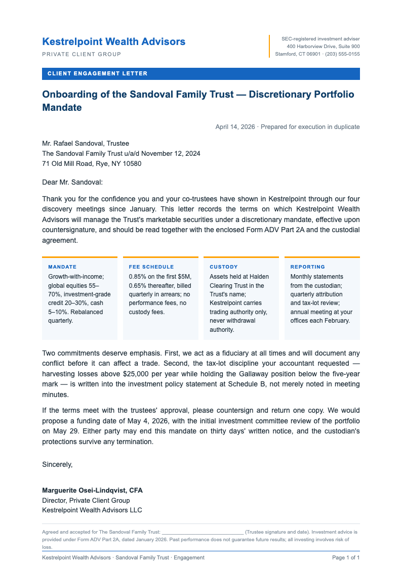Investment Research Formal Letter